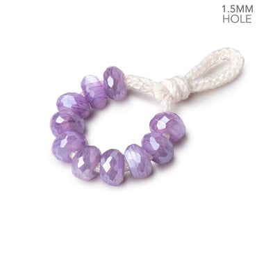 6mm Mystic Purple Moonstone 1.5mm Large Hole Faceted Rondelle Set of 10 (ONLINE ORDER ONLY)