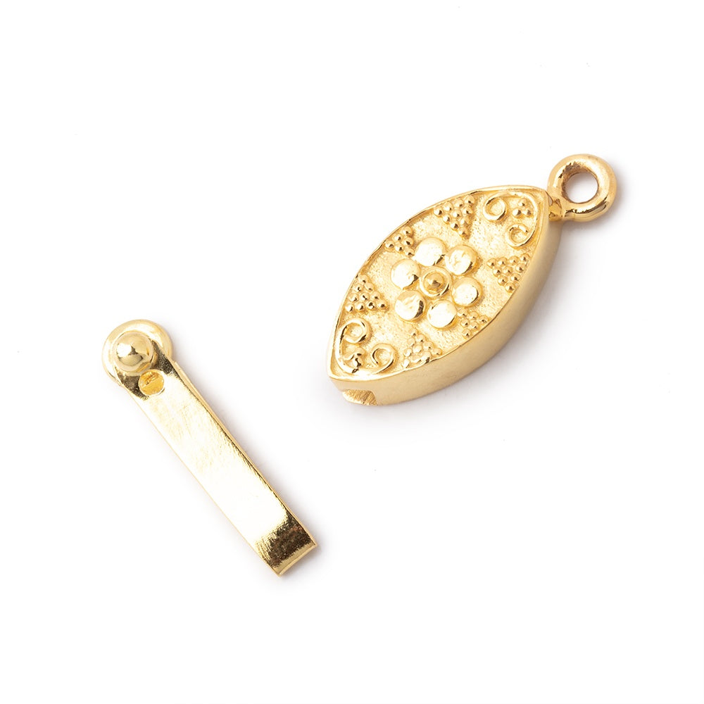 17.5x9mm Vermeil Floral Marquise Box Clasp 1 piece (ONLINE ORDER ONLY)