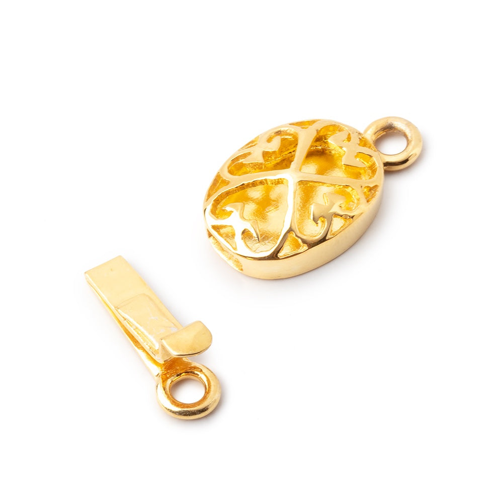 15x11mm Vermeil Oval Box Clasp with Heart Design 1 piece (ONLINE ORDER ONLY)