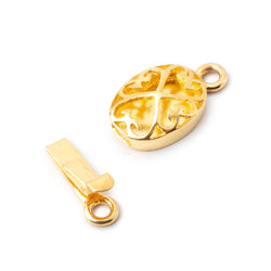 15x11mm Vermeil Oval Box Clasp with Heart Design 1 piece (ONLINE ORDER ONLY)