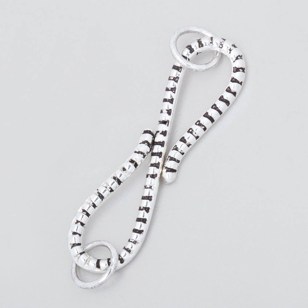 36x11mm Antiqued Sterling Silver S Hook with Dotted Design 1 piece (ONLINE ORDER ONLY)