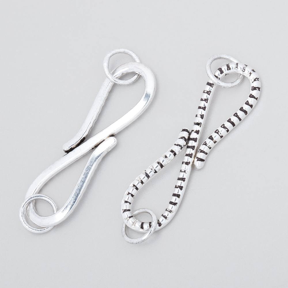 36x11mm Antiqued Sterling Silver S Hook with Dotted Design 1 piece (ONLINE ORDER ONLY)