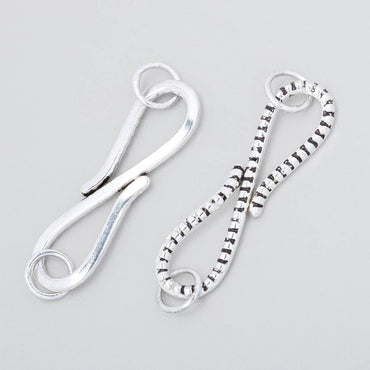 36x11mm Antiqued Sterling Silver S Hook with Dotted Design 1 piece (ONLINE ORDER ONLY)