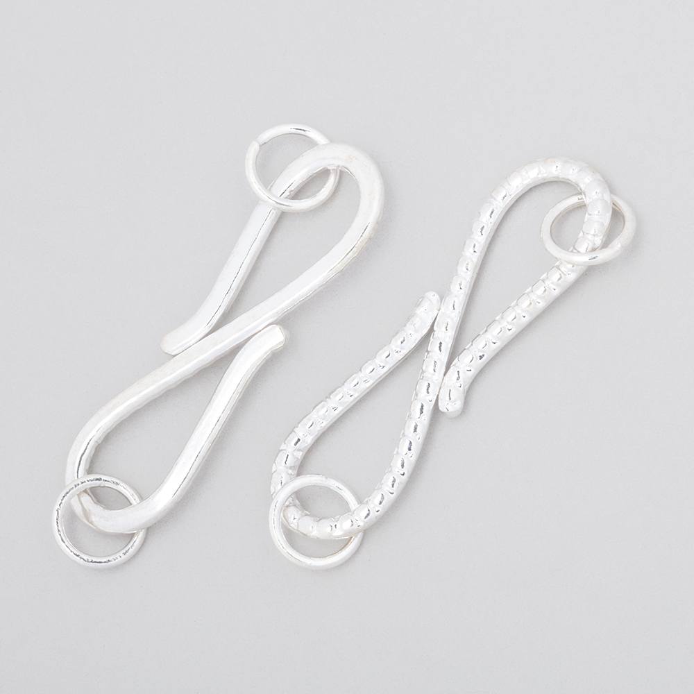 36x10mm Sterling Silver S Hook with Dotted Design 1 piece (ONLINE ORDER ONLY)