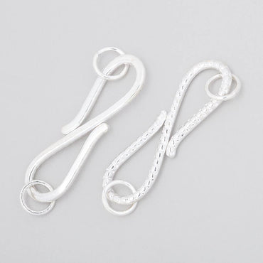 36x10mm Sterling Silver S Hook with Dotted Design 1 piece (ONLINE ORDER ONLY)