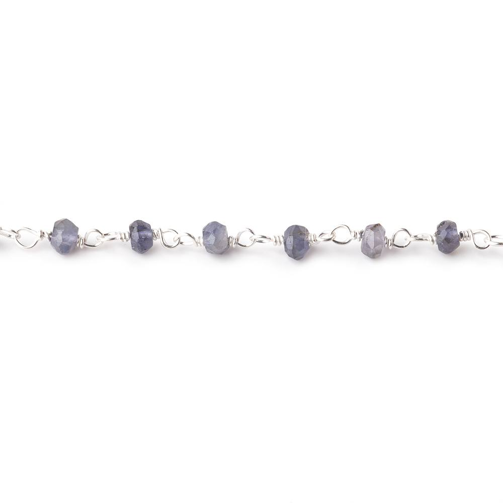 3mm Iolite faceted rondelle .925 Silver Chain by the foot 42 pieces (ONLINE ORDER ONLY)