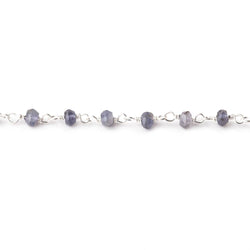 3mm Iolite faceted rondelle .925 Silver Chain by the foot 42 pieces (ONLINE ORDER ONLY)