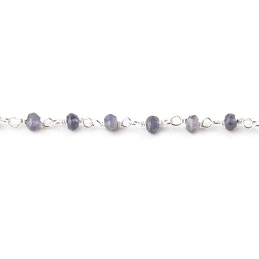 3mm Iolite faceted rondelle .925 Silver Chain by the foot 42 pieces (ONLINE ORDER ONLY)