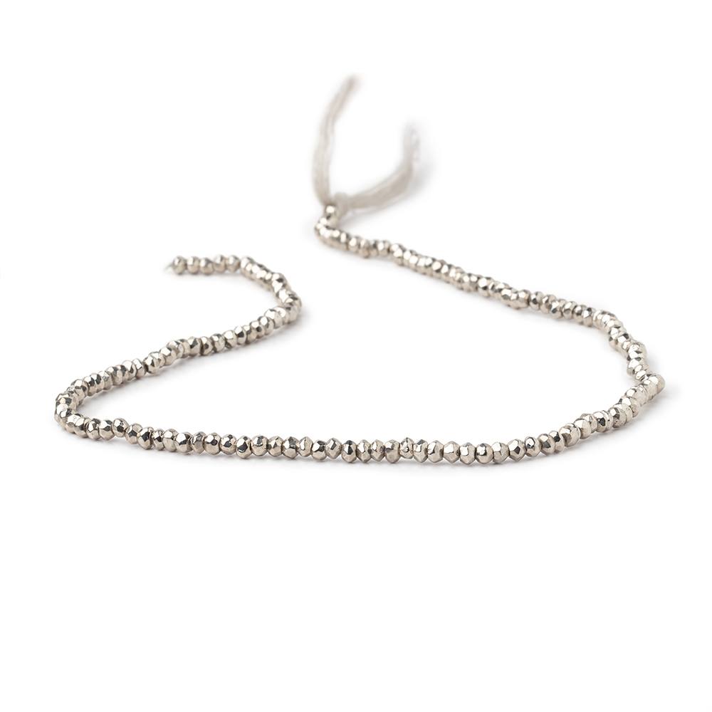 3mm Silver plated Pyrite faceted rondelle beads 13 inch 161 pieces (ONLINE ORDER ONLY)