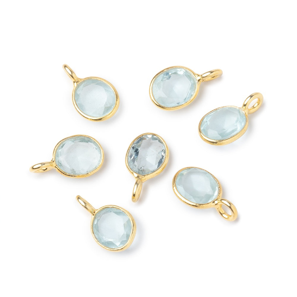 7x6mm Vermeil Bezel Aquamarine Rose Cut Oval Pendant 1 piece (ONLINE ORDER ONLY)