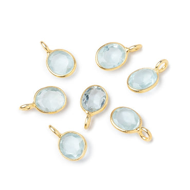 7x6mm Vermeil Bezel Aquamarine Rose Cut Oval Pendant 1 piece (ONLINE ORDER ONLY)