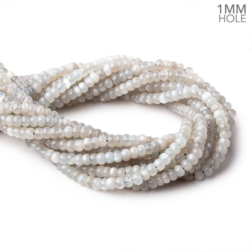 6mm Grey Moonstone Plain Rondelles 16 inch 96 Beads 1mm hole (ONLINE ORDER ONLY)