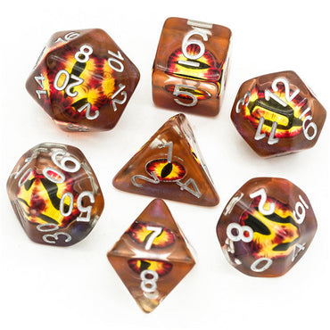 Brown Demon Eye Dragon Eye Dice 7-Dice Set Resin Dungeons and Dragons Dice (Online Only)