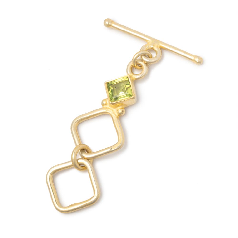 44x12.5mm Vermeil Peridot Square Toggle 1 piece (ONLINE ORDER ONLY)