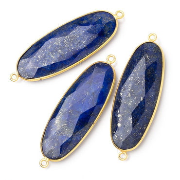 44x18mm Vermeil Bezel Lapis Lazuli Faceted Oval Connector 1 piece (ONLINE ORDER ONLY)