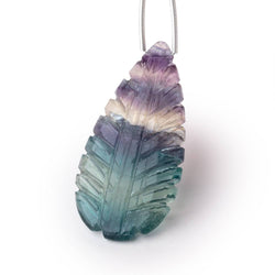 44x21mm Fluorite Hand Carved Pear Focal Bead 1 piece (ONLINE ORDER ONLY)
