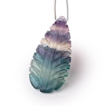 44x21mm Fluorite Hand Carved Pear Focal Bead 1 piece (ONLINE ORDER ONLY)