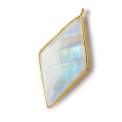 44x25mm Vermeil Bezel Rainbow Moonstone faceted kite Pendant 1 piece (ONLINE ORDER ONLY)