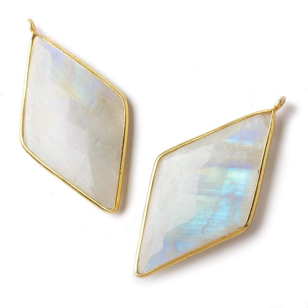 44x25mm Vermeil Bezel Rainbow Moonstone faceted kite Pendant 1 piece (ONLINE ORDER ONLY)