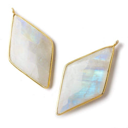 44x25mm Vermeil Bezel Rainbow Moonstone faceted kite Pendant 1 piece (ONLINE ORDER ONLY)