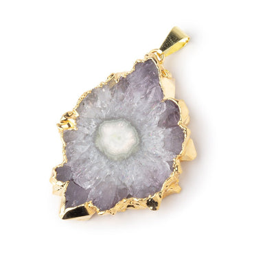 44x32mm Gold Leafed Amethyst Solar Quartz Slice Pendant 1 focal piece (ONLINE ORDER ONLY)