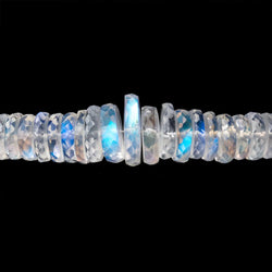 4.5-10.5mm Rainbow Moonstone Faceted Heishi Beads 12 inch 147 pieces AAA (ONLINE ORDER ONLY)