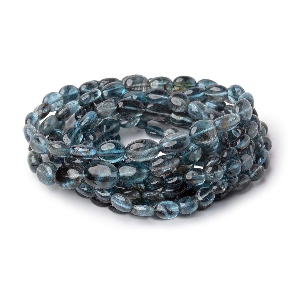 4.5-10mm Moss Aquamarine Plain Oval Beads 18 inch 68 pieces (ONLINE ORDER ONLY)