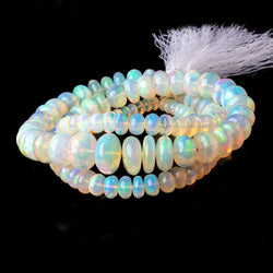 4.5-11.5mm Ethiopian Opal plain rondelle beads 19 inch 122 pieces AAA Grade (ONLINE ORDER ONLY)