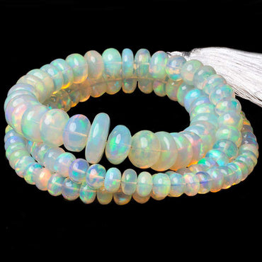 4.5-14mm Cream Ethiopian Opal Plain Rondelle beads 24 inch 131 pieces (ONLINE ORDER ONLY)