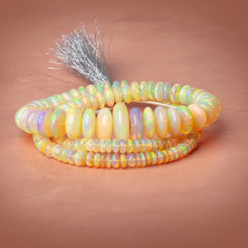 4.5-18mm Golden Ethiopian Opal Plain Rondelle 20 inch 185 Beads AAA (ONLINE ORDER ONLY)