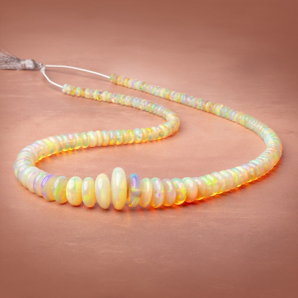 4.5-18mm Golden Ethiopian Opal Plain Rondelle 20 inch 185 Beads AAA (ONLINE ORDER ONLY)