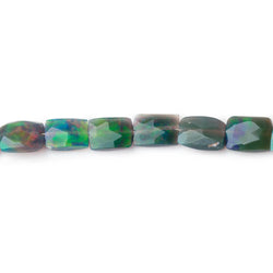 4.5-5.5mm Black Ethiopian Opal Faceted Rectangle 6 inch 22 Beads AA (ONLINE ORDER ONLY)