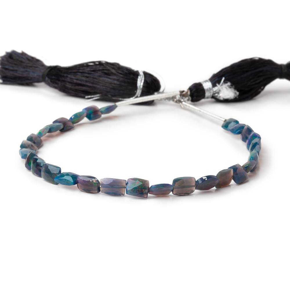 4.5-5.5mm Black Ethiopian Opal Faceted Rectangle 6 inch 22 Beads AA (ONLINE ORDER ONLY)