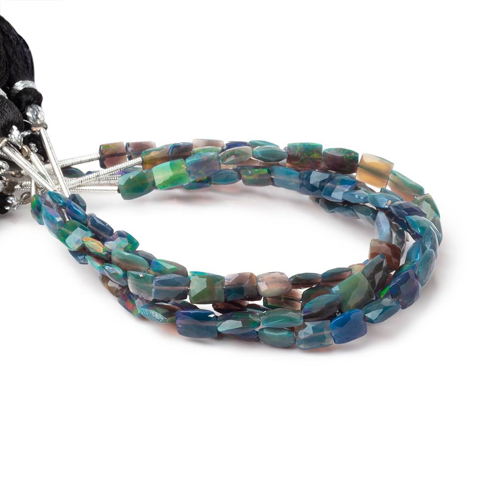 4.5-5.5mm Black Ethiopian Opal Faceted Rectangle 6 inch 22 Beads AA (ONLINE ORDER ONLY)