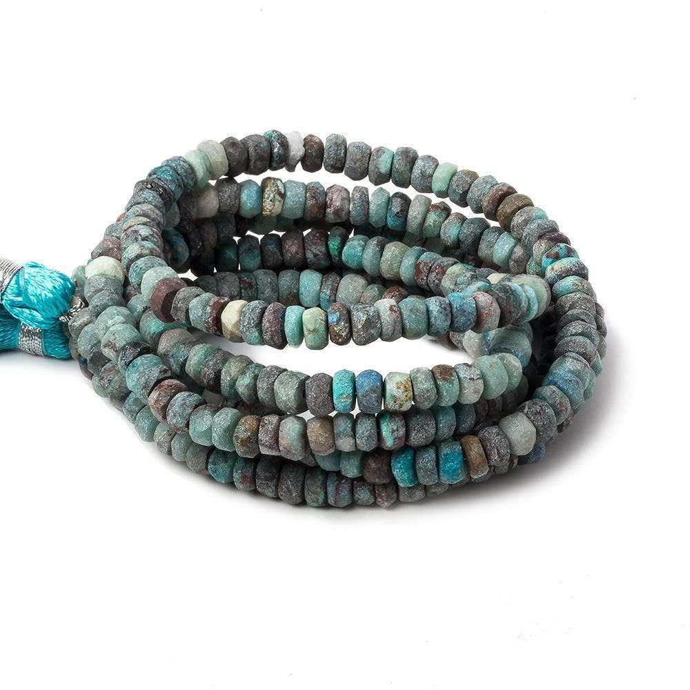 4.5-5mm Matte Chrysocolla plain rondelle beads 12.5 inch 117 pieces (ONLINE ORDER ONLY)