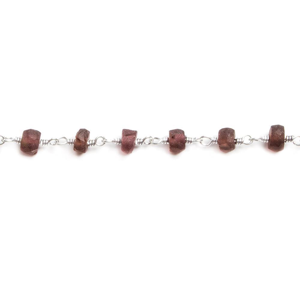 4.5-5mm Matte Garnet rondelle Silver plated Chain by the foot 32 pieces (ONLINE ORDER ONLY)