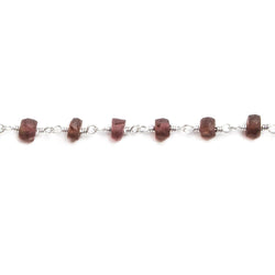 4.5-5mm Matte Garnet rondelle Silver plated Chain by the foot 32 pieces (ONLINE ORDER ONLY)