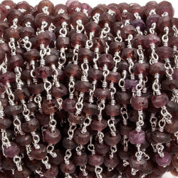 4.5-5mm Matte Garnet rondelle Silver plated Chain by the foot 32 pieces (ONLINE ORDER ONLY)