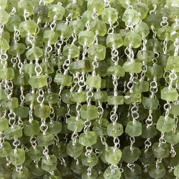 4.5-5mm Matte Peridot Silver plated Chain by the foot 35 pcs (ONLINE ORDER ONLY)