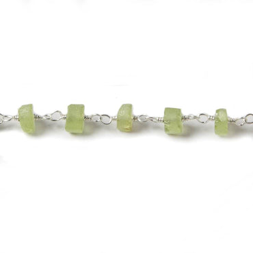 4.5-5mm Matte Peridot Silver plated Chain by the foot 35 pcs (ONLINE ORDER ONLY)