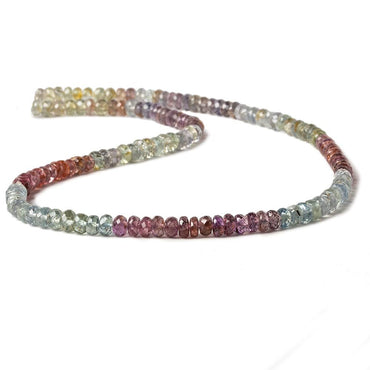 4mm Multi-color Songea Sapphire Faceted Rondelles 14 inch 143 pcs (ONLINE ORDER ONLY)