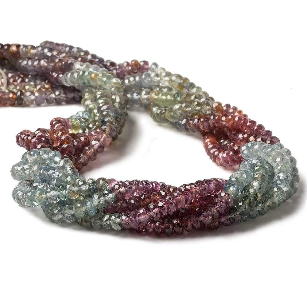 4mm Multi-color Songea Sapphire Faceted Rondelles 14 inch 143 pcs (ONLINE ORDER ONLY)