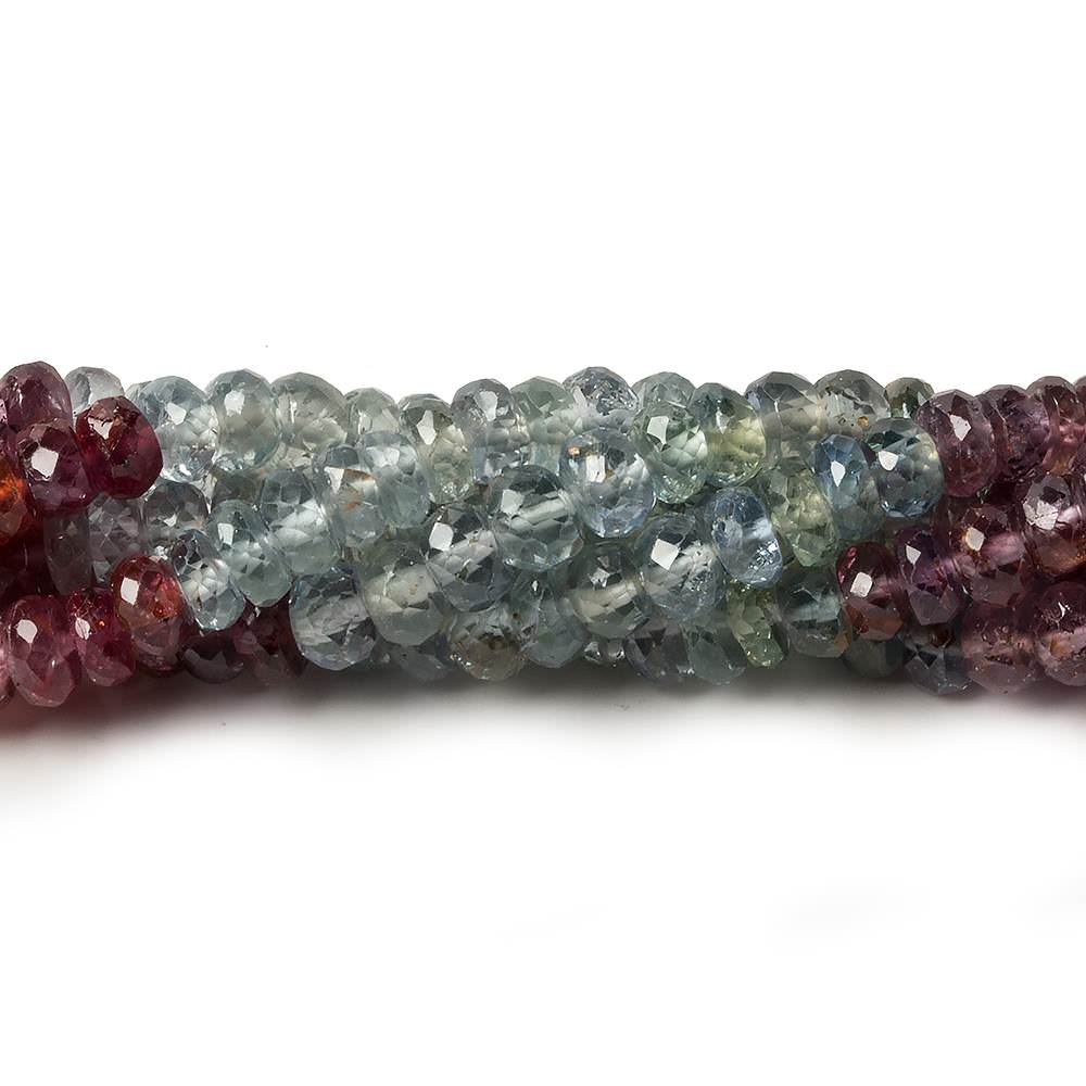 4mm Multi-color Songea Sapphire Faceted Rondelles 14 inch 143 pcs (ONLINE ORDER ONLY)