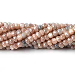 4.5-5mm Mystic Multi Color Moonstone  large hole faceted rondelle 13 inch (ONLINE ORDER ONLY)