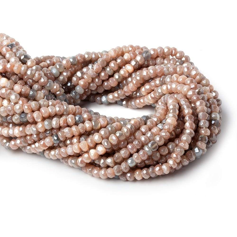 4.5-5mm Mystic Multi Color Moonstone  large hole faceted rondelle 13 inch (ONLINE ORDER ONLY)