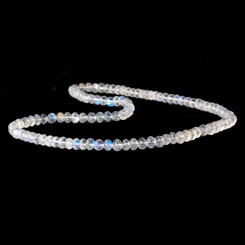 4-4.5mm Rainbow Moonstone microfaceted rondelle 16 inch 105 beads AAA (ONLINE ORDER ONLY)