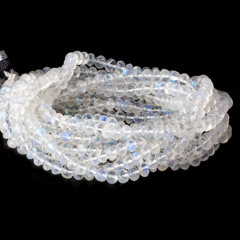 4-4.5mm Rainbow Moonstone microfaceted rondelle 16 inch 105 beads AAA (ONLINE ORDER ONLY)