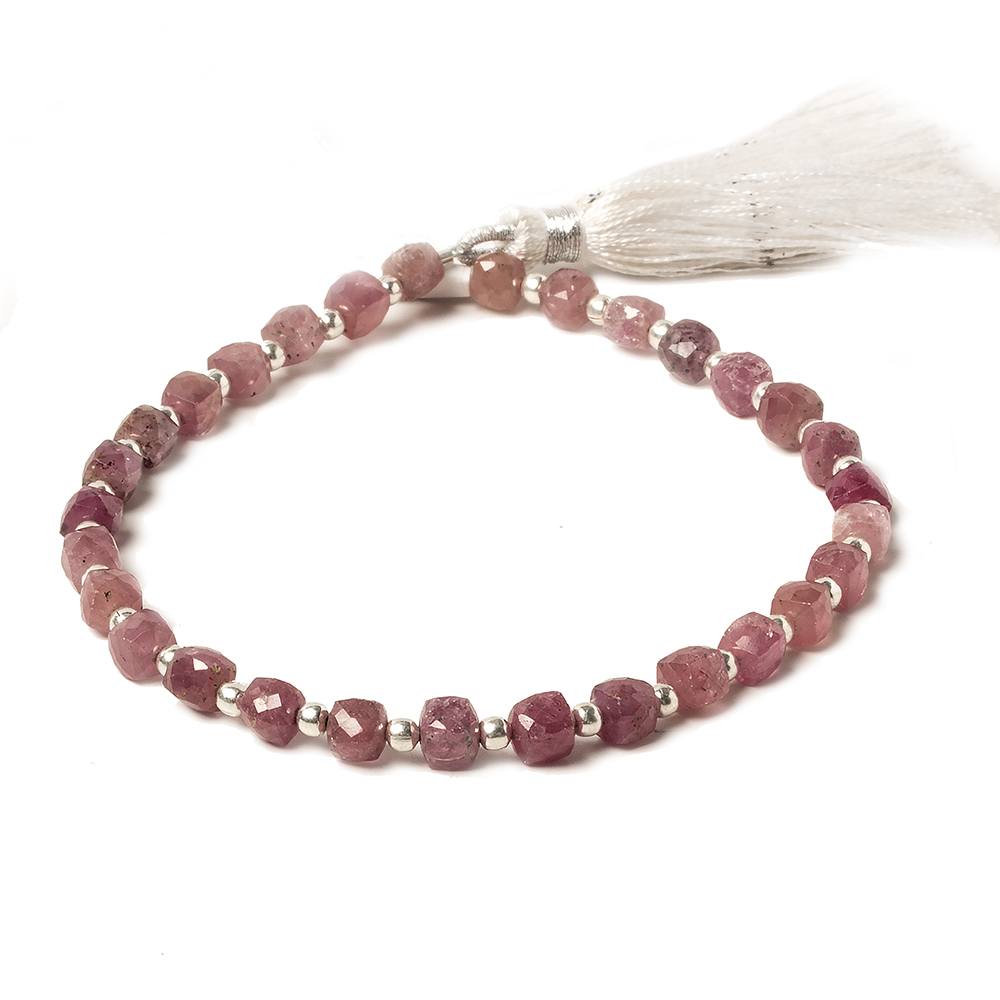 4.5-5mm Ruby faceted cube beads 8.5 inch 30 pieces (ONLINE ORDER ONLY)