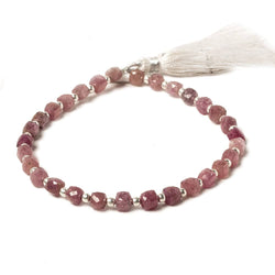 4.5-5mm Ruby faceted cube beads 8.5 inch 30 pieces (ONLINE ORDER ONLY)