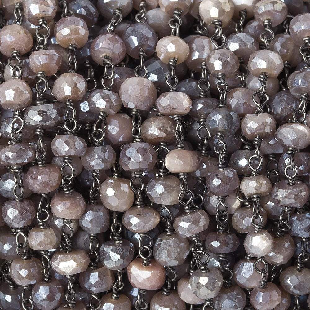 4.5-5mm Mystic Multi Moonstone faceted rondelle Black Gold .925 Silver Chain (ONLINE ORDER ONLY)